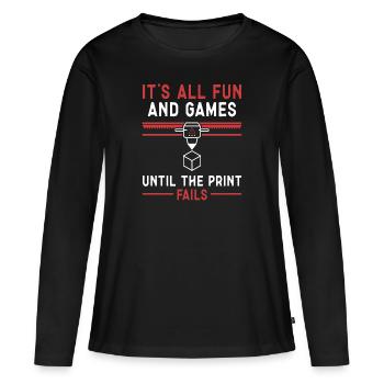 Imprimante 3D Impression 3D - T-shirt manches longues Premium bio Femme - noir - Devant - Julia (174cm)