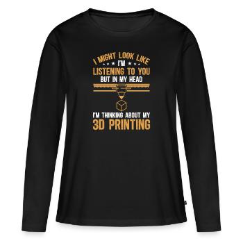 Imprimante 3D Impression 3D - T-shirt manches longues Premium bio Femme - noir - Devant - Julia (174cm)