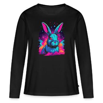 Space Nebula Galaxy Rabbit Lovers Vaporwave - Women's Premium Organic Long Sleeve Shirt - black - Front - Julia (174cm)