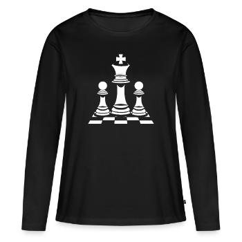 Jeux échecs - T-shirt manches longues Premium bio Femme - noir - Devant - Julia (174cm)