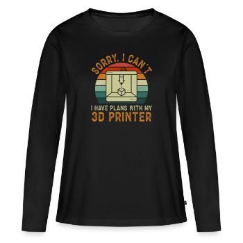 Imprimante 3D Impression 3D - T-shirt manches longues Premium bio Femme - noir - Devant - Julia (174cm)