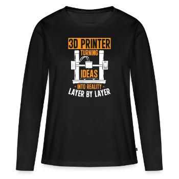 Imprimante 3D Impression 3D - T-shirt manches longues Premium bio Femme - noir - Devant - Julia (174cm)