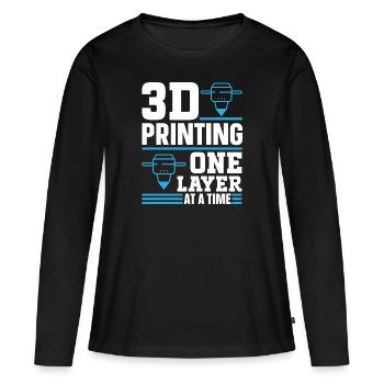 Imprimante 3D Impression 3D - T-shirt manches longues Premium bio Femme - noir - Devant - Julia (174cm)