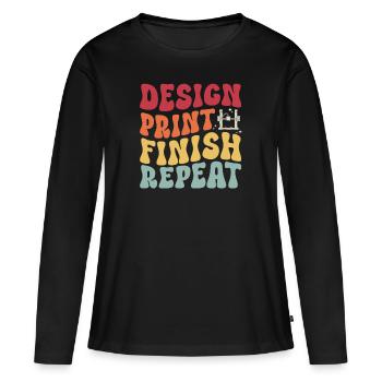 Imprimante 3D Impression 3D - T-shirt manches longues Premium bio Femme - noir - Devant - Julia (174cm)