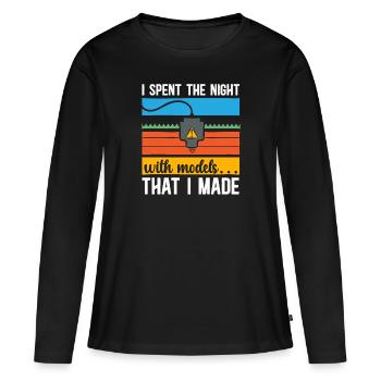 Imprimante 3D Impression 3D - T-shirt manches longues Premium bio Femme - noir - Devant - Julia (174cm)