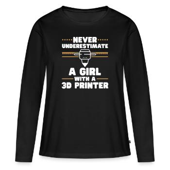Imprimante 3D Impression 3D - T-shirt manches longues Premium bio Femme - noir - Devant - Julia (174cm)