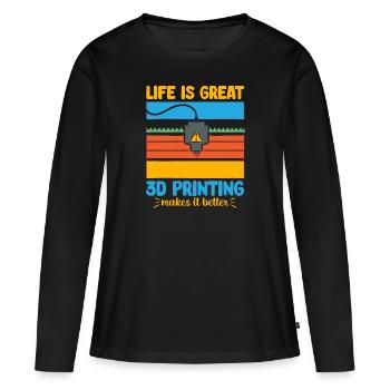 Imprimante 3D Impression 3D - T-shirt manches longues Premium bio Femme - noir - Devant - Julia (174cm)