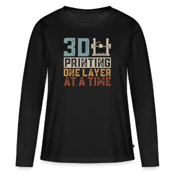 Imprimante 3D Impression 3D - T-shirt manches longues Premium bio Femme - noir - Devant - Julia (174cm)