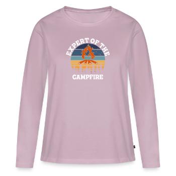 Experte für Camping-Experten am Lagerfeuer - Frauen Premium Bio Langarmshirt - Altrosa - Vorne - Julia (174cm)