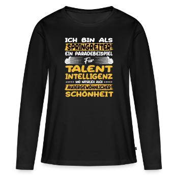 Le saut d’obstacles : un excellent exemple de saut d’obstacles - T-shirt manches longues Premium bio Femme - noir - Devant - Julia (174cm)