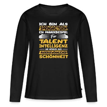 Le saut d’obstacles, un excellent exemple de saut d’obstacles - T-shirt manches longues Premium bio Femme - noir - Devant - Julia (174cm)