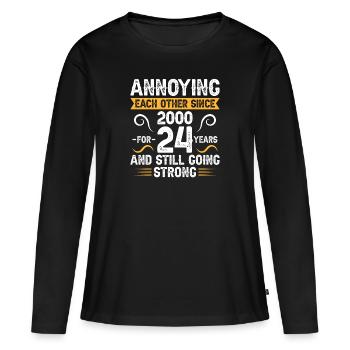 Beziehung Ehe Jubiläum - sich necken seit 2000 - Frauen Premium Bio Langarmshirt - Schwarz - Vorne - Julia (174cm)