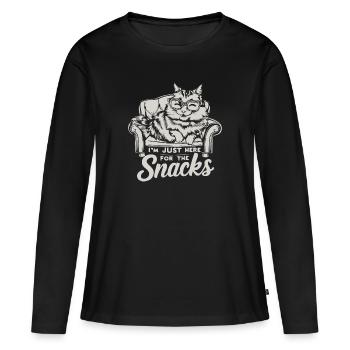 JE SUIS JUSTE LÀ POUR LES COLLATIONS - T-shirt manches longues Premium bio Femme - noir - Devant - Julia (174cm)