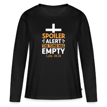 Spoiler Tomb was lerr Funny Easter Saying - Women's Premium Organic Long Sleeve Shirt - black - Front - Julia (174cm)