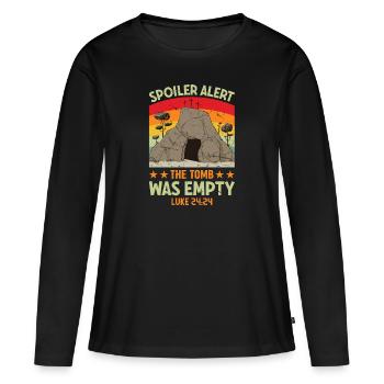 Spoiler Tomb was lerr Funny Easter Saying - Women's Premium Organic Long Sleeve Shirt - black - Front - Julia (174cm)