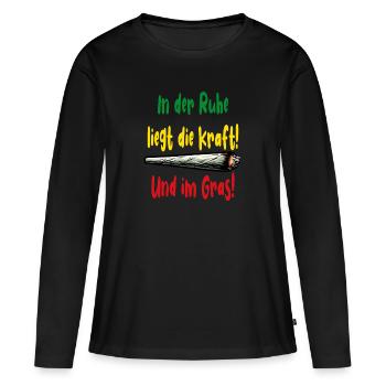Joint In the silence lies the strength And in the grass - Women's Premium Organic Long Sleeve Shirt - black - Front - Julia (174cm)