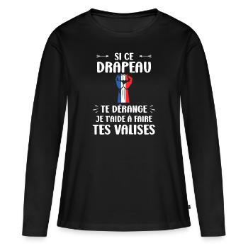 drapeau francais patriote - T-shirt manches longues Premium bio Femme - noir - Devant - Julia (174cm)