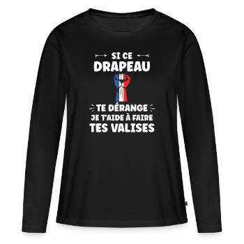 drapeau francais patriote - T-shirt manches longues Premium bio Femme - noir - Devant - Julia (174cm)