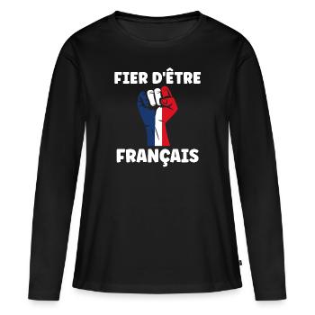 Je suis français - T-shirt manches longues Premium bio Femme - noir - Devant - Julia (174cm)