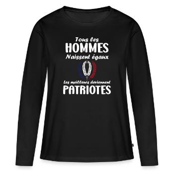 Homme patriotes - T-shirt manches longues Premium bio Femme - noir - Devant - Julia (174cm)