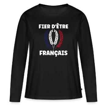 Je suis français - T-shirt manches longues Premium bio Femme - noir - Devant - Julia (174cm)