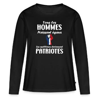 Homme patriotes - T-shirt manches longues Premium bio Femme - noir - Devant - Julia (174cm)