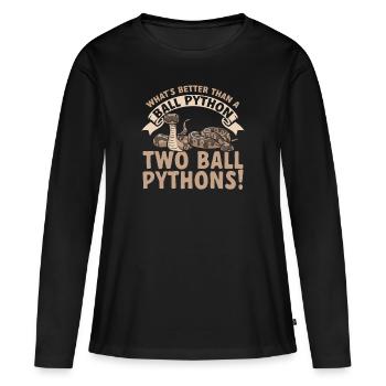 Ball Python Schlange Königspython - Frauen Premium Bio Langarmshirt - Schwarz - Vorne - Julia (174cm)