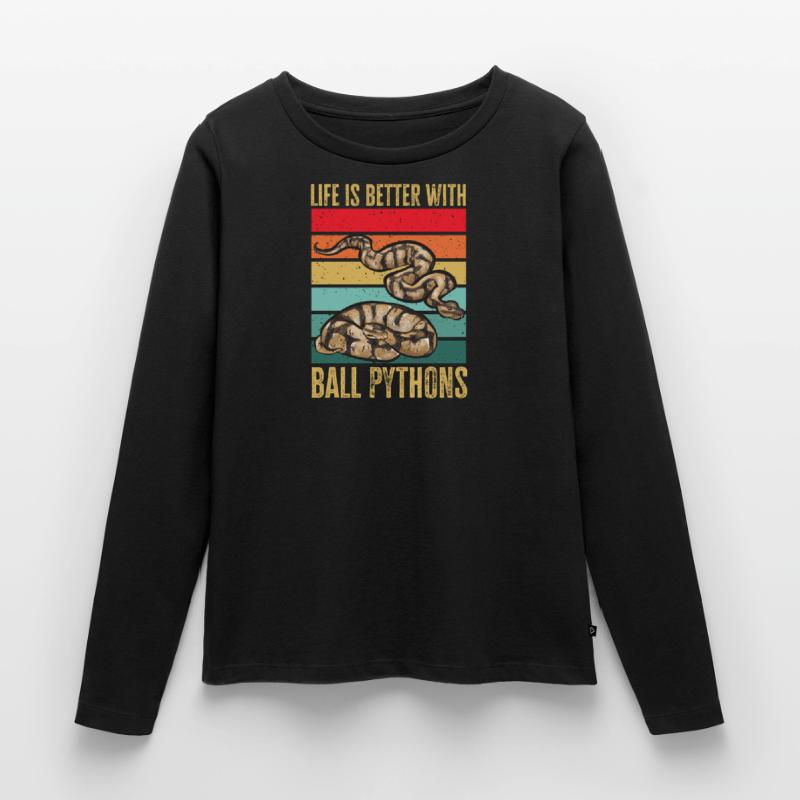 Ball Python Snake King Python T-shirt manches longues Premium bio Femme
