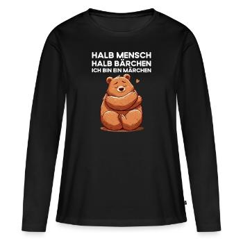 Mi-humain, mi-ours Je suis un conte de fées - T-shirt manches longues Premium bio Femme - noir - Devant - Julia (174cm)