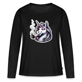 Unicorn with Joint Hemp Cannabis - Women's Premium Organic Long Sleeve Shirt - black - Front - Julia (174cm)