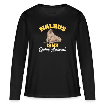 Walross - Frauen Premium Bio Langarmshirt - Schwarz - Vorne - Julia (174cm)