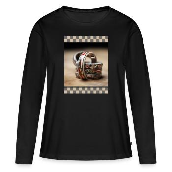 Drapeaux américains concentriques Desert Camo Profondeur - T-shirt manches longues Premium bio Femme - noir - Devant - Julia (174cm)