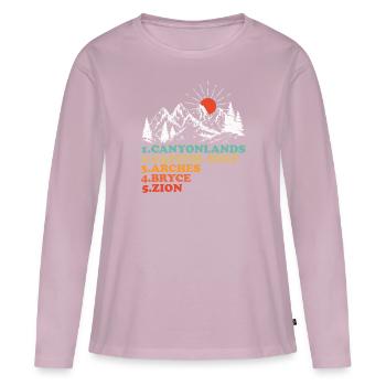 Explorez les montagnes des parcs nationaux de l’Utah - T-shirt manches longues Premium bio Femme - rose poudré - Devant - Julia (174cm)