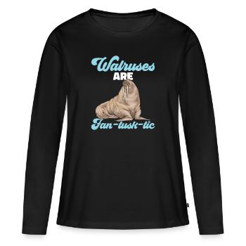 Walross - Frauen Premium Bio Langarmshirt - Schwarz - Vorne - Julia (174cm)