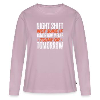 Infirmière de nuit - T-shirt manches longues Premium bio Femme - rose poudré - Devant - Julia (174cm)