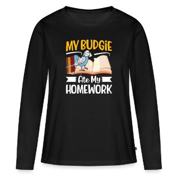 Ma perruche a mangé les devoirs - T-shirt manches longues Premium bio Femme - noir - Devant - Julia (174cm)
