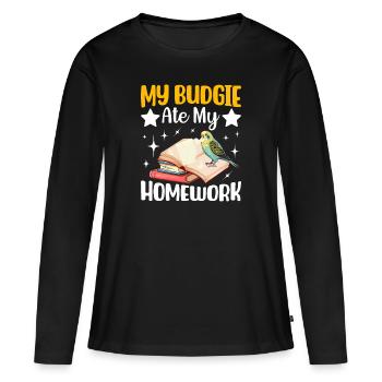 Ma perruche a mangé les devoirs - T-shirt manches longues Premium bio Femme - noir - Devant - Julia (174cm)