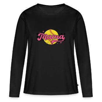 Damier Softballl Mama Fête des Mères - T-shirt manches longues Premium bio Femme - noir - Devant - Julia (174cm)