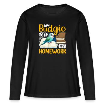 Ma perruche a mangé les devoirs - T-shirt manches longues Premium bio Femme - noir - Devant - Julia (174cm)