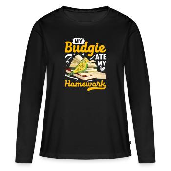Ma perruche a mangé les devoirs - T-shirt manches longues Premium bio Femme - noir - Devant - Julia (174cm)