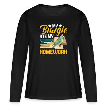 Ma perruche a mangé les devoirs - T-shirt manches longues Premium bio Femme - noir - Devant - Julia (174cm)