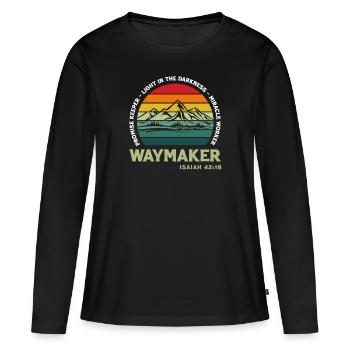 Vintage Waymaker Promise Keeper Miracle Worker - T-shirt manches longues Premium bio Femme - noir - Devant - Julia (174cm)