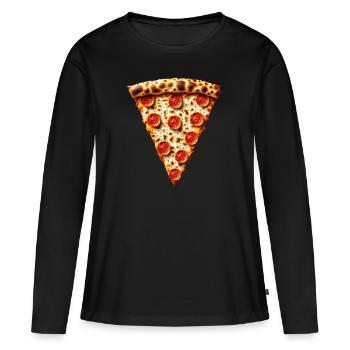 Pizza Matsa Célébration de la Pâque - T-shirt manches longues Premium bio Femme - noir - Devant - Julia (174cm)