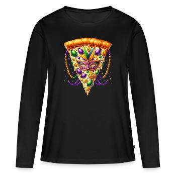 Célébration du carnaval de Pizza Gras - T-shirt manches longues Premium bio Femme - noir - Devant - Julia (174cm)