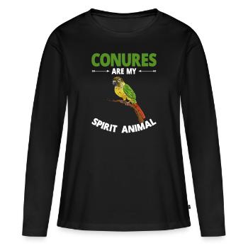 Molina Perruche Perroquet Perruche Oiseau Perruche - T-shirt manches longues Premium bio Femme - noir - Devant - Julia (174cm)