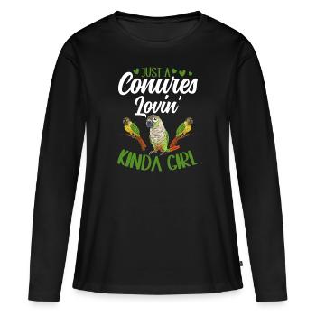 Molina Perruche Perroquet Perruche Oiseau Perruche - T-shirt manches longues Premium bio Femme - noir - Devant - Julia (174cm)