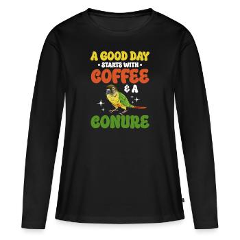 Molina Perruche Perroquet Perruche Oiseau Perruche - T-shirt manches longues Premium bio Femme - noir - Devant - Julia (174cm)