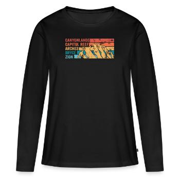 Explorez les montagnes des parcs nationaux de l’Utah - T-shirt manches longues Premium bio Femme - noir - Devant - Julia (174cm)