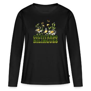 Cultivando Bilingües Spanischlehrer - Frauen Premium Bio Langarmshirt - Schwarz - Vorne - Julia (174cm)