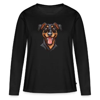 Beauceron Berger de Beauce Bas Rouge Cartoon - Women's Premium Organic Long Sleeve Shirt - black - Front - Julia (174cm)